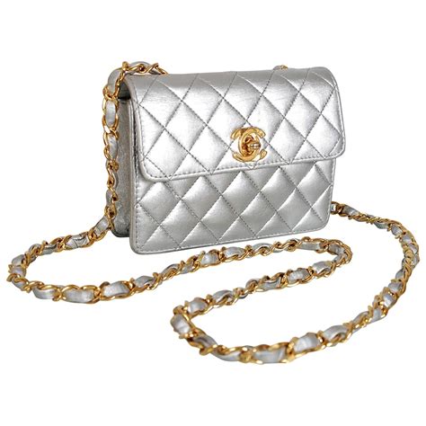 silver chanel handbag|chanel silver chain bag.